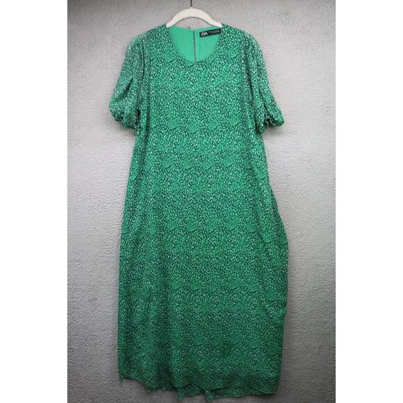 Zara Chiffon Midi Dress-Size Medium-No Belt-Semi Sheer-Whimsigoth-Forest Fairy - Picture 1 of 10